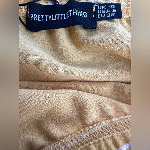 PrettyLittleThing Mustard PinStriped Bandeau Cropped Jumpsuit size 6 NWT - Picture 11 of 12